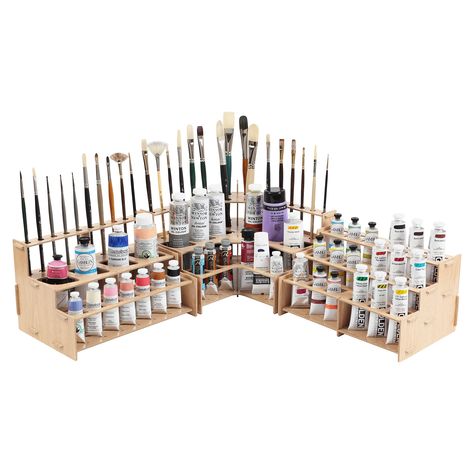 AmazonSmile: Mezzo Artist Brush and Paint Tube Organizer Rack Set 3 Pieces - Wood Grain Laminate Multi-Layer Storage Display Stand for Paintbrushes, Oil & Acrylic Paints : Everything Else Artist Studio Storage, Brush And Paint, Paint Tube, Paint Rack, Paint Organization, Acrylic Tube, Paint Tubes, Studio Organization, Artist Brush