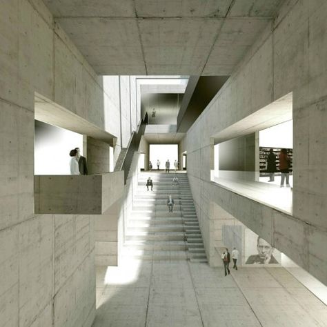 New Bauhaus Museum / Architekten HRK Museum Architect, Bauhaus Architecture, Concrete Architecture, Concrete Walls, Walter Gropius, Bauhaus Design, Museum Architecture, Brutalist Architecture, Architecture Rendering