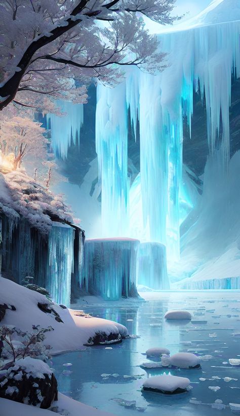 Winter Photography Nature, Winter Wonderland Wallpaper, Frozen Waterfall, 숲 사진, Beautiful Winter Pictures, Beautiful Winter Scenes, Ice Castles, Fantasy Background, Winter Wallpaper