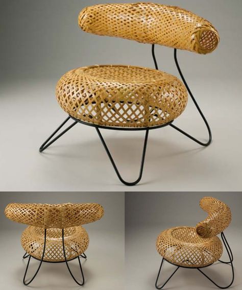 Limited Edition Noguchi Bamboo Basket Chair, 1950 Basket Chair, Bamboo Chair, Bamboo Art, Woven Furniture, Bamboo Crafts, Bamboo Furniture, Isamu Noguchi, Bamboo Basket, Bamboo Design