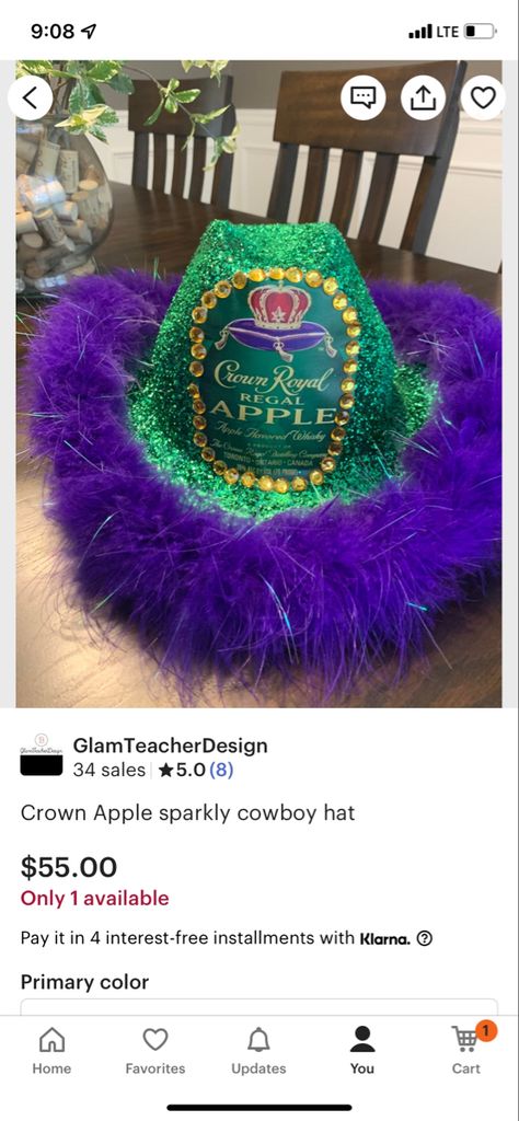 Crown Apple Cowboy Hat, Dressing Up As Alcohol Costume, Alcohol Hats, Alcohol Halloween Costumes, Crown Apple, Basic Halloween Costumes, Custom Cowboy Hats, Halloween 23, Bridal Bachelorette Party