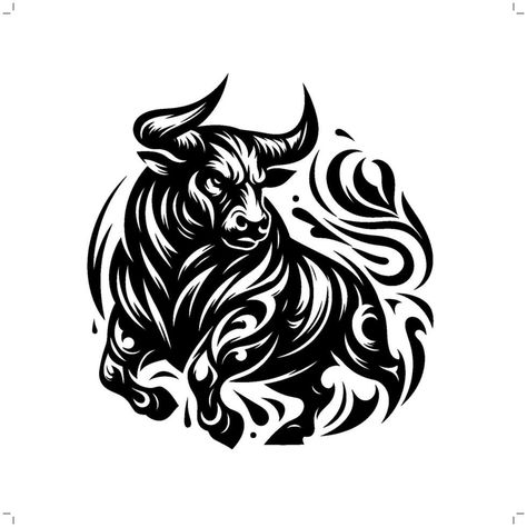 Bull Art Drawing, Art Of Animals, Tattoo Abstract, Bull Tattoo, Taurus Tattoo, Phoenix Tattoo Design, Bull Tattoos, Bull Art, Taurus Tattoos