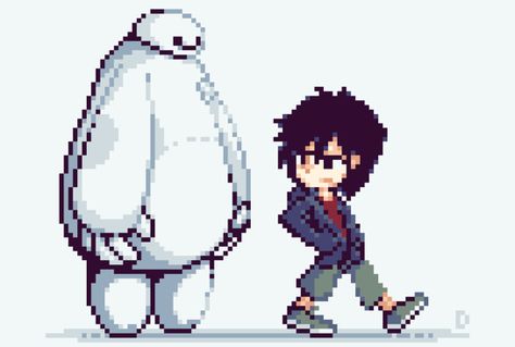 Baymax And Hiro, Hiro Big Hero 6, Hiro Hamada, Pixel Art Templates, Minecraft Pixel Art, Pixel Art Pattern, Baymax, Hero 6, Big Hero 6