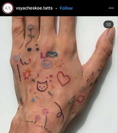 Cute Hand Tattoos, Pretty Hand Tattoos, Palm Tattoos, Handpoke Tattoo, Doodle Tattoo, Cute Tiny Tattoos, Small Hand Tattoos, Dream Tattoos, Dope Tattoos