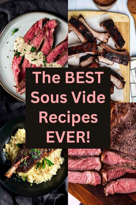 A collection of 25+ of the best sous vide recipes, ranging from ultra tender steaks and ribs, to crisp tender vegetables and creamy desserts! This is a collection of both reader favorite and my own personal favorite recipes! Sous Vide London Broil, Sous Vide Lamb Chops, Sous Vide Fried Chicken, Sous Vide Pork Loin, Sous Vide Cheesecake, Sous Vide Ribeye, Sous Vide Lamb, Sous Vide Chicken Breast, Sous Vide Vegetables