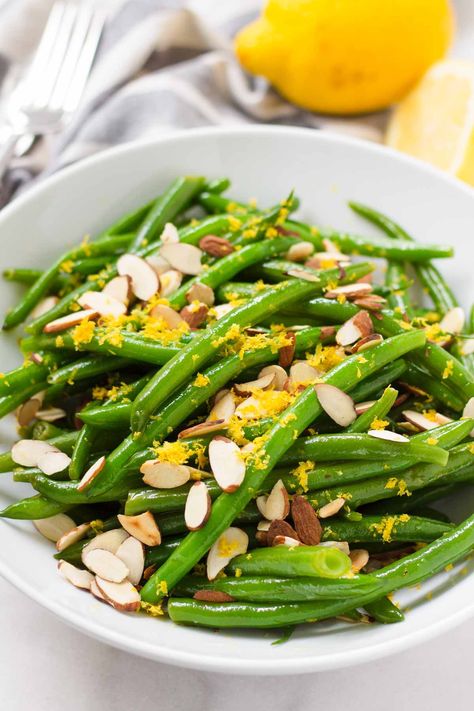 Lemon Green Beans! These lemony green beans made the perfect side for any meal. It's very simple and easy to make, and it's bright and citrusy. Lemon Green Beans, Green Bean Salads, Bean Salad, Side Dish, Green Beans, Side Dishes, Lemon, Salad, Green