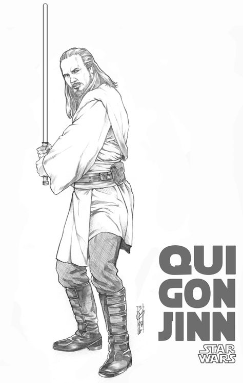 Obiwan kenobi is my first choice but Qui-Gon Jinn is the mentor of obiwan and I think it would be great if I present his master in this gallery for my next jedi! All this series is just for fun stu... Film Sketchbook, Obiwan Kenobi, Obi One, Qui Gon Jinn, Qui Gon, Star Wars Decor, Star Wars Drawings, Blue Beetle, Star Wars Fan Art