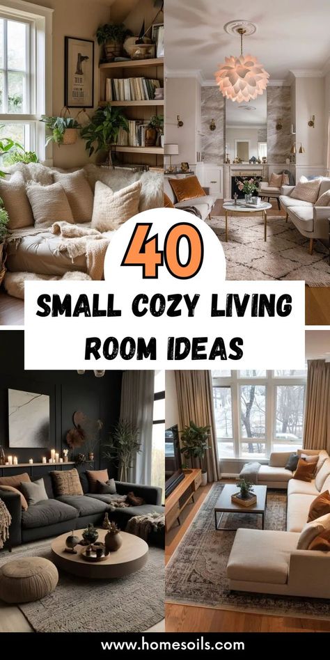 Transform your space with these 40 small cozy living room ideas! Use warm colors, soft textures, and clever furniture arrangements to create an inviting and comfortable atmosphere perfect for relaxing in a compact space. Small Cozy Living Room Ideas, Small Cozy Living Room, Small Space Living Hacks, Small Room Furniture, Cozy Small Living Room, Apartment Living Room Layout, Cozy Living Room Warm, Cozy Living Room Ideas, Fall Bedroom Ideas