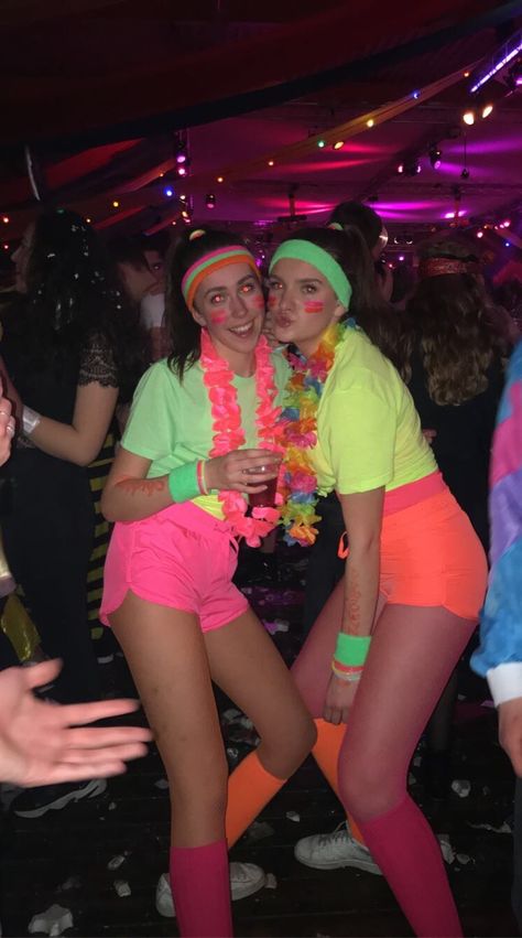 Neon Frat Party Outfit, Cute Neon Outfits Party, 80s Glow Party Outfit, Neon Outfits Party Glow, Retro 80s Outfits Party, Glow Theme Party Outfits, Neon Birthday Outfit, Neon Birthday Party Outfit, Glow Party Outfit Women