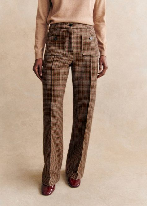 Dan Trousers - Multicoloured houndstooth - Wool - Sézane Ralph Lauren Womens Clothing, Denim T Shirt, Style Inspiration Winter, Everyday Chic, Knitwear Dress, Ralph Lauren Outfits, Work Wardrobe, Ralph Lauren Womens, Dress Trousers