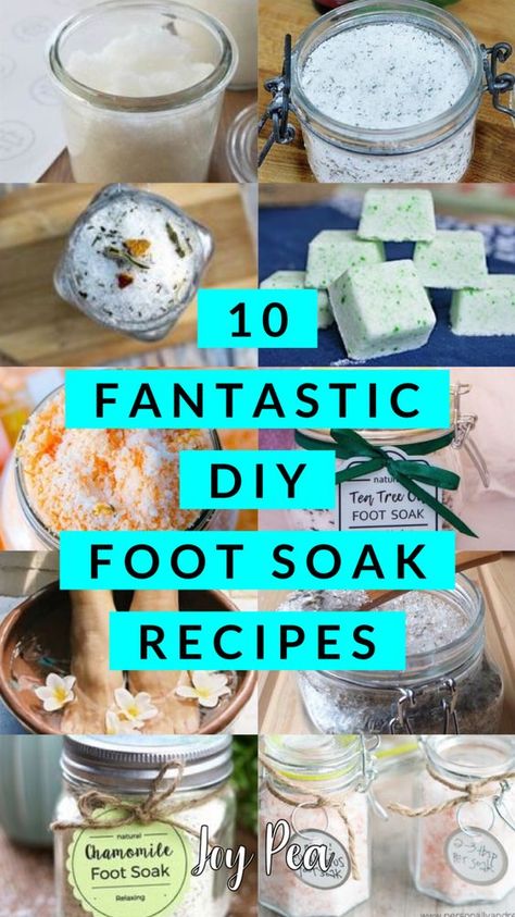 10 Fantastic DIY Foot Soak Recipes - Joy Pea Health Homemade Foot Soaks, Diy Foot Soak, Foot Soak Recipe, Bath Recipes, Foot Mask, Foot Soak, Foot Bath, Healthy Aging, Healthy Fitness