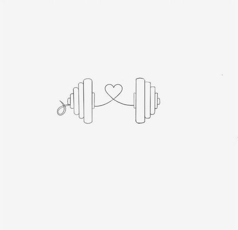 Minimal Gym Tattoo, Tattoos For Gym Rats, Gym Rat Tattoo Ideas, Gym Tattoos Women, Gym Line Art, Art Preschool Ideas, Workout Drawings, Gym Tattoo Ideas, Dumbbell Tattoo