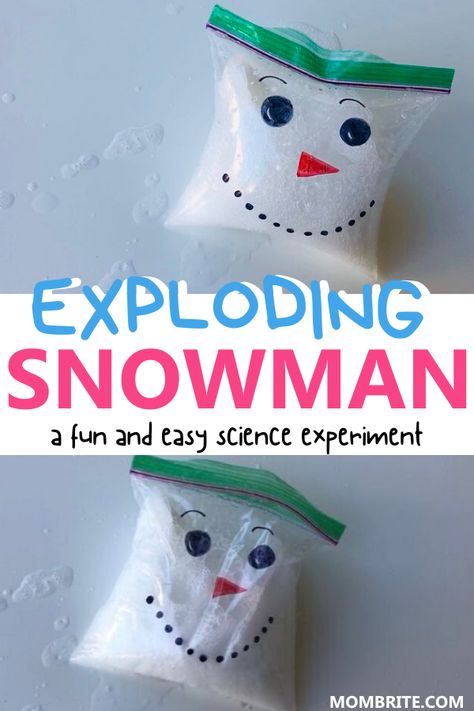 Snowman Science Experiment, Exploding Snowman, Draw A Monster, Snowman Activity, Christmas Science Experiments, Winter Science Experiments, Boredom Busters For Kids, Stem Experiments, Holiday Science