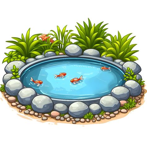 Pond Fish Drawing, Cute Pond Drawing, Fish Pond Drawing, Fish Scenery Drawing, Fish Tank Cartoon, Pond Clipart, Fish Cartoon Images, Pond Drawing, Splash Images