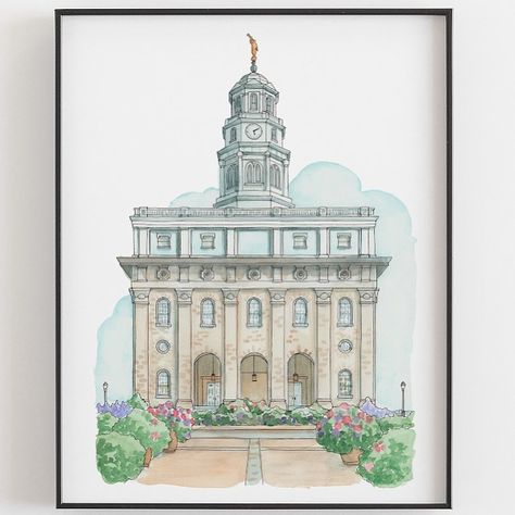 LDS Paintings and Portraits on Instagram: “Nauvoo Illinois Temple now available!!! . . . #ldstemple #ldswatercolortemples #ldsart #ldsartist #nauvootemple #nauvooillinois” Lds Paintings, Temple Watercolor, Nauvoo Illinois, Nauvoo Temple, Lds Art, Temple Art, Lds Temples, Painting Ideas, Watercolor Painting