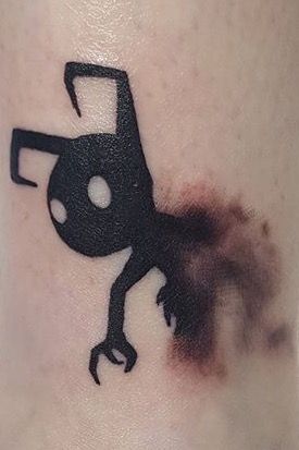 Adorable Shadow Heartless Tattoo, Kingdom Hearts Heartless Tattoo, Tattoo Ideas For Gamers, Tattoo Ideas Creepy, Shadow Tattoo Ideas, Gamer Tattoo Ideas, Nerd Tattoo Ideas, Kh Tattoo, Creepy Cute Tattoo