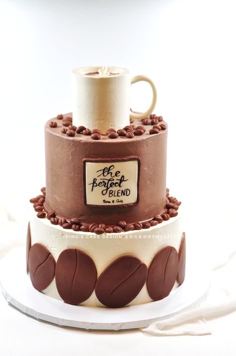 Wedding Cake Coffee Theme, Coffee Cup Birthday Cake, Coffee Cake Design Ideas Birthday, Food Lover Cake Design, Coffee Cake Design Ideas, Coffee Theme Cake Ideas, Coffee Lover Cake Design, Coffee Cake Birthday, Coffee Theme Cake