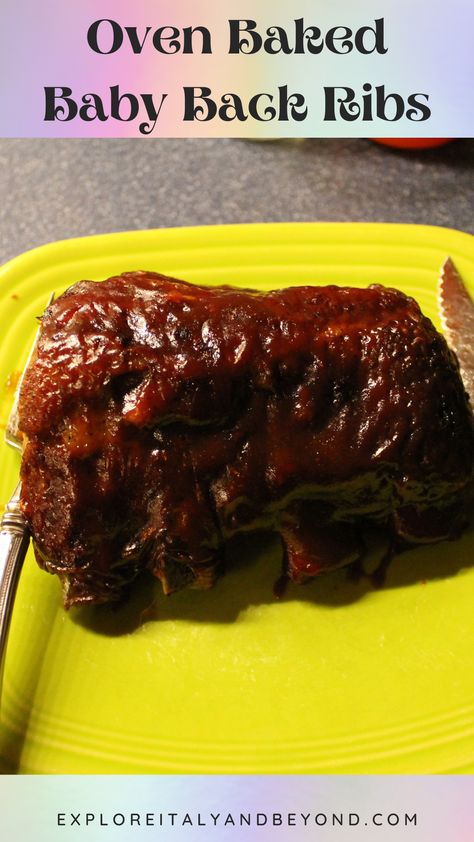 Cooking the ribs on a rack covered with foil at a low temperature steams the meat and makes it unbelievably tender. Simply broil whole or in serving-sized pieces with your favorite sauce to finish. Oven Baked Baby Back Ribs, Baked Baby Back Ribs, Fall Off The Bone Ribs, Baked Bbq Ribs, Bbq Baby Back Ribs, Oven Baked Ribs, Rack Of Ribs, Baked Ribs, Back Ribs