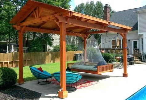 Reading your favorite book while enjoying the cool breeze on your patio sounds awesome. However, you surely do not want to deal with the heat and the glare of the… Free Standing Patio Cover, Detached Patio, Patio Cover Plans, Free Standing Patio, Outdoor Patio Cover, Hammock Ideas, Building A Pergola, Pergola Design, Patio Cover