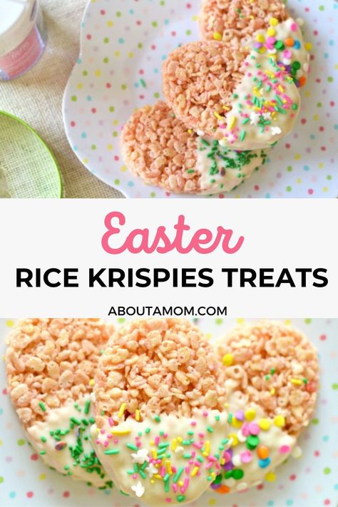 Sprinkle some Easter magic on your dinner table with these delightful Easter Rice Krispies Treats! They're a sweet addition to your Easter dinner and a must-try in your collection of Easter recipes. Rice Krispie Eggs, Rice Krispie Easter Eggs, Interesting Deserts, Rice Crispy Easter Eggs, Easter Treats For Adults, Spring Rice Krispie Treats, Egg Rice Krispie Treats, Easter Egg Rice Krispie Treats, Easter Rice Krispies