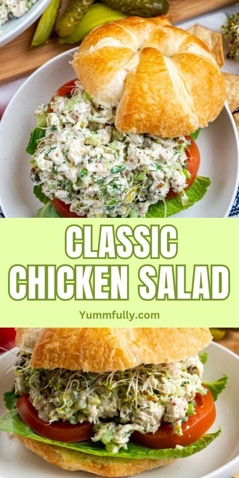 Enjoy the timeless and refreshing taste of Classic Chicken Salad, a harmonious blend of tender chicken, crisp celery, and creamy mayonnaise, perfect for sandwiches or salads. If you’re a fan of this classic dish or eager to explore more delicious recipes, click here for a journey that will leave your delighted with every bite Classic Chicken Salad, Rotisserie Chicken Salad, Delicious Chicken Salad, Chicken Salad Recipe Easy, Easy Chicken Salad, Tasty Lunch, Healthy Chicken Salad, Chicken Salad Recipe, Chicken Salad Sandwich