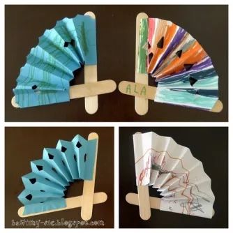 Popsicle Crafts, Stick Crafts, Stick Art, Popsicle Stick Crafts, Popsicle Stick, Paper Fans, Camping Crafts, Childrens Crafts, Popsicle Sticks