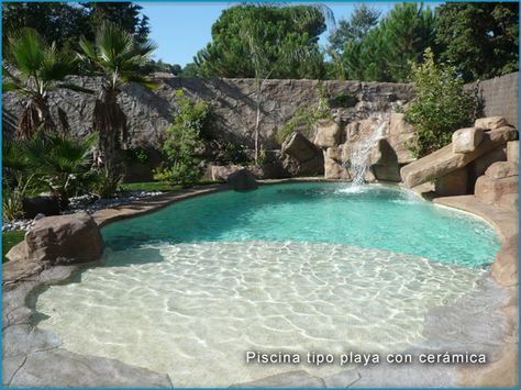 beach style pools beach style pool projects created by yelicarocks Beach Style Pool, Kolam Air, Taman Air, Beach Entry Pool, Diy Swimming Pool, Backyard Beach, Natural Swimming Pools, Luxury Pools, Natural Swimming Pool