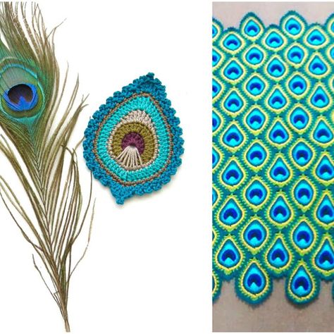 Here it is! My first free crochet pattern, the French Mini Peacock Feather (you can read why it is called "French" in my previous post)... Crochet Peacock, Motif Blanket, Peacock Crochet, Crochet Feather, Crochet Granny Square Afghan, Haken Baby, Crochet Patterns Free Blanket, Feather Pattern, Crochet Motifs