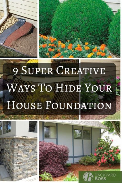 You know that ugly, exposed concrete section that surround the base of your house? Yeah, that's your foundation. They've yet to create a way to construct it in a way that's appealing to the eye, instead leaving you with unfinished rough concrete. But there are ways to hide house foundation, if you're creative enough. A little bit of elbow grease, free time, and imagination can turn your unattractive concrete base into something with awesome curb appeal. 9 Super Creative Ways T... Ugly Things, Landscaping Around House, Hiding Ugly, Diy Garden Fence, Hidden House, Diy Bbq, House Foundation, Edging Ideas, Exposed Concrete