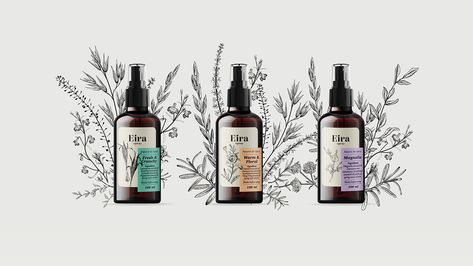 Eira Spray — Branding & Packaging Design on Behance Bath Herbs, Body Wash Packaging, Element Drawing, Natural Illustration, Cosmetic Labels Design, Nature Spa, Graphic Designer Studio, Beauty Template, Template Flower