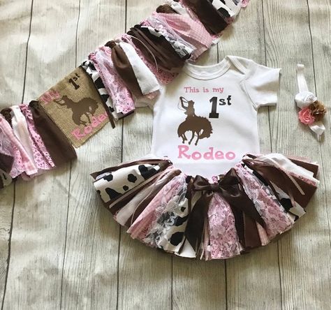 My 1st Rodeo, Cowgirl Cakes, First Rodeo Birthday, Babies First Birthday, Tutu Shirt, Rodeo Birthday Parties, 1st Rodeo, Fabric Tutu, Birthday 1st