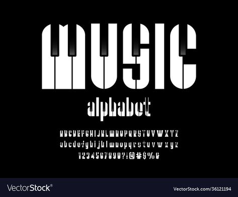 Musical Fonts Alphabet, Musical Font, Piano Vector, Music Font, Piano Illustration, Music Letters, Lettering Art, Design Layouts, Music Piano