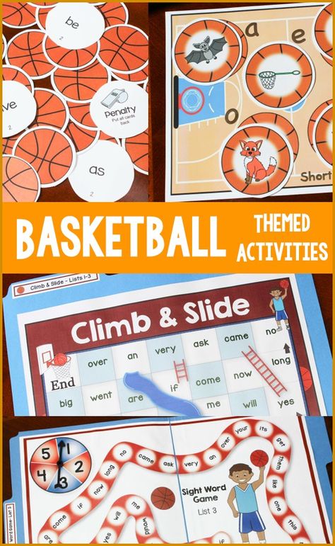 basketball sight word activities Basketball Room Transformation, March Madness Classroom Ideas, Basketball Math Activities, March Mathness, March Madness Activities, Basketball Math, Creative Curriculum Preschool, Ela Games, Family Night Activities