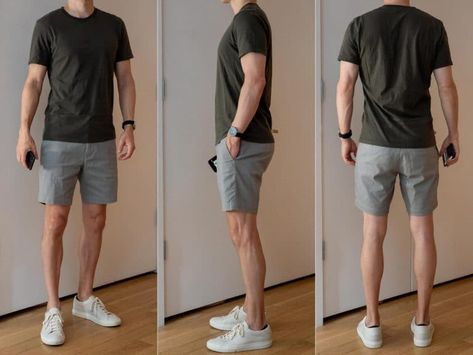 Tommy Clothes, Chinos Men Outfit, How To Wear Shorts, Guys Fashion Casual, Fashion Outfits Men, Shirt Outfit Men, Mens Shorts Outfits, Casual Shorts Men, Mens Casual Outfits Summer