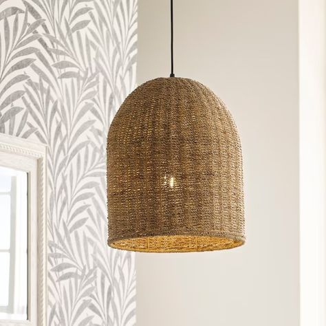 allen + roth Brit Black Canopy with Natural Rattan Shade Traditional Dome Hanging Pendant Light in the Pendant Lighting department at Lowes.com Wicker Kitchen Lighting, Island Pendant Lights Kitchen Farmhouse, 2024 Light Fixture Trends, Rattan Pendant Light Kitchen, Woven Light Fixture, Basket Light Fixture, Hanging Bedside Lights, Boho Pendant Light, Basket Pendant Light