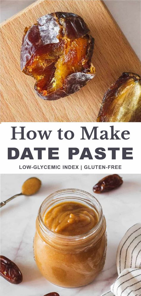 Date paste is a deliciously healthy, all-natural sugar and maple syrup substitute. Learn how to make date paste AKA date butter at home and bake with it, too! This date paste recipe uses only one ingredient and is the perfect healthy sweetener. It can be used in many ways as a healthier alternative to white sugar in cakes, banana bread, smoothies, muffins, cupcakes, and pretty much any dessert you can think of. Date Butter, Date Syrup Recipes, Date Paste Recipes, Maple Syrup Substitute, Substitute For Brown Sugar, Healthy Syrup, Date Sugar, Mat Inspiration, Pickled Foods