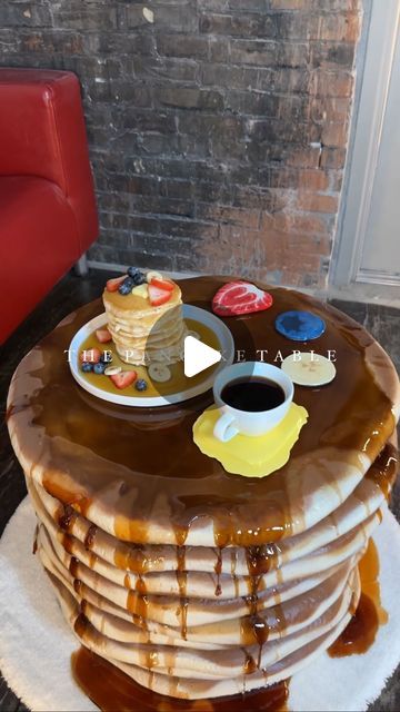 Kamber Carroll on Instagram: "The Pancake Table.. I may or may not have wanted to take a bite from it the entire time building it. I also have SO much footage I want to share from this piece. So maybe expect a couple more videos. And then we have the waffle table coming. Thank you for being here and your support. You are truly amazing. I hope you enjoy this piece. Much love. Many pancakes. Much coffee. 🥞🫶🏼☕️" Pancake Table, Hell N Back, Diy Waffles, Waffle House, Diy Coffee Table, Cooking Appliances, Food Decoration, Diy Table, Kitchen Pantry