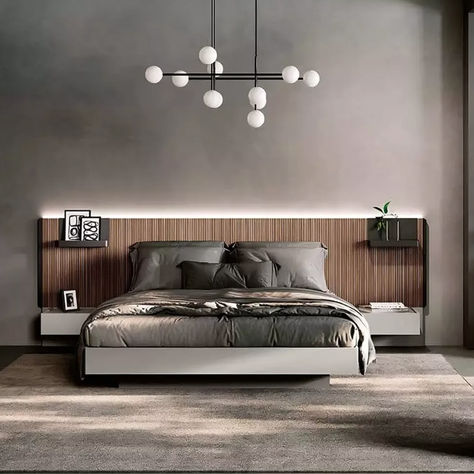 Letto matrimoniale contenitore Efeso, finitura cannettato e grigio seta al costo di 999,00 € Modern Home Interior Design Bedroom, Modern Bed Designs, Industrial Interior Bedroom, Italian Bedroom, Stylish Bedroom Design, Bedroom Trends, Bed Design Modern, Modern Home Interior Design, Interior Design Boards