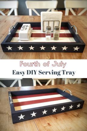 Diy Serving Tray, Americana Crafts, Fourth Of July Decorations, 4th July Crafts, Diy Aesthetic, Blue Crafts, July Ideas, Fourth Of July Decor, Dekor Diy