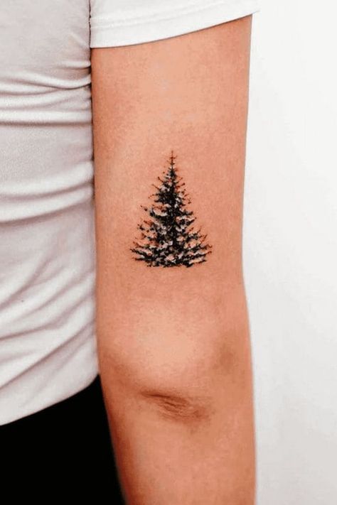 Nature is a vast source of inspiration for art in general and tattooing in particular. With many layers of meaning Winter Scene Tattoo, Christmas Tree Tattoo, Christmas Tattoo Ideas, Tree Tattoo Black, Tree Tattoo Ideas, Christmas Tattoos, Inspiration For Art, Lovely Tattoo, Pine Tattoo