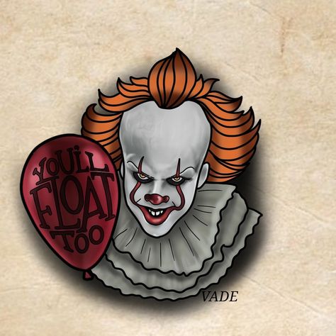 Old school Pennywise tattoo design Pennywise Flash Tattoo, Horror Flash Tattoo Designs, Penny Wise Tattoo Design, Small Pennywise Tattoos, Pennywise Tattoos, Penny Wise Tattoo, Pennywise Tattoo Design, Pennywise Drawing, Pennywise Svg