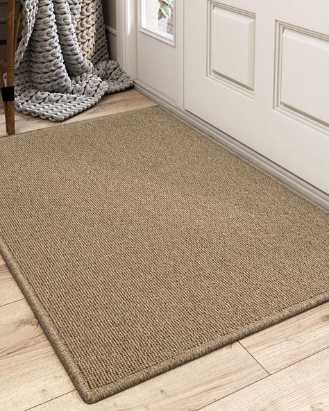 PRICES MAY VARY. CAPTURES DIRT AND MOISTURE: Our doormats are made from a blend of 10% wool and 90% polyester, which is more effective at absorbing moisture and trapping mud and moisture from muddy boots or pet paws. Our entryway rug can keep indoor areas of your home or business clean, dry and safe, especially for the rainy, snowy, or muddy weather. NON-SLIP & LOW PROFILE: Great quality jute fiber backing keeps them firmly in place, helping to prevent safety hazards such as trips and falls. The Small Entryway Rug Ideas, Indoor Door Mat Entryway, Entry Way Rug Ideas, Entry Rugs Ideas Entryway, Simple Front Door Decor, Apartment Door Mat, Indoor Entryway Rug, Front Door Rugs Indoor, Minimal Door