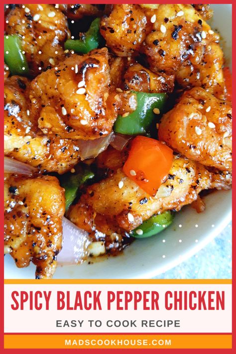 Black Pepper Chicken Recipe, Pepper Chicken Recipe, Black Pepper Sauce, Recipes With Chicken And Peppers, Black Pepper Chicken, Spicy Chicken Recipes, Chicken Pieces, Easy Chinese Recipes, Pepper Chicken