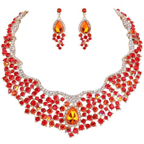 EVER FAITHÂ® Gold-Tone Flower Teardrop Necklace Earrings Set Orange Austrian Crystal *** You can get more details here : Jewelry Sets Faith Jewelry, Flower Cluster, Teardrop Necklace, Dinner Dress, Favor Bag, Crystal Flower, Austrian Crystal, Orange Gold, Necklace Earring Set