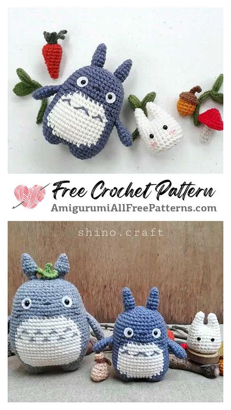 Amigurumi Totoro Free Pattern - Totoro Crochet, Totoro Pattern, Crochet Totoro, Crochet Geek, Mode Crochet, Pola Amigurumi, Crochet Design Pattern, Kawaii Crochet, Crochet Amigurumi Free Patterns