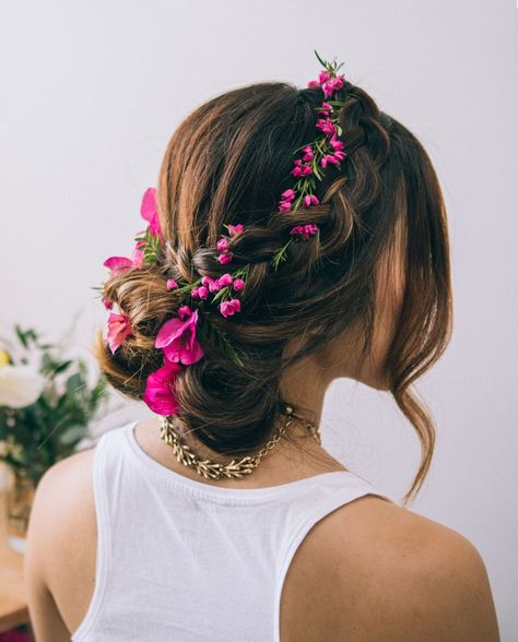 DIY Floral Dutch Braid Dutch Flower Braid, Flower Braid, Flower Braids, Wedding Braids, Flowers In Her Hair, Braid Tutorial, Wedding Hair Flowers, Braided Hairstyles For Wedding, Boho Braids