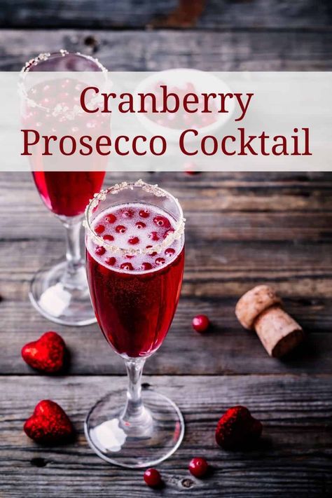 This cranberry Prosecco cocktail recipe will be the hit of your next holiday party. It’s colorful, bubbly, fairly mild in flavor, and excellent drink to toast with! Prosecco And Cranberry Juice, Cranberry Prosecco Cocktail, Cranberry Prosecco, Holiday Drinks Christmas, Prosecco Cocktail Recipes, Pure Cranberry Juice, Unique Cocktail Recipes, Unsweetened Cranberry Juice, Cranberry Juice Cocktail