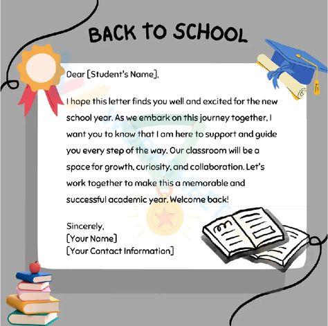 Get ready for an exciting new adventure as we kick off the school year with our back to school letter! Teacher also can take this sample letter to send your student to welcome back to them. Check it out! #backtoschool #letters #letterfromteacher #teacher #sample #welcomeback #secondarystudents #students #pdfs #printable #worksheets Message To Parents, English Kindergarten, Welcome Back Letter, Letter To Students, Letter School, Classroom Motivation, School Template, Letter To Teacher, Dear Students