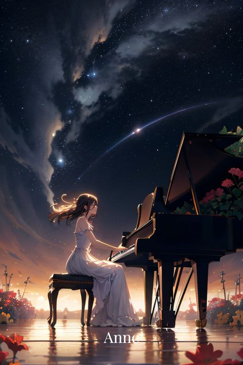 Girl Playing Piano Drawing, Playing Piano Illustration, Playing Piano Aesthetic, Love Music Aesthetic, Gothic Poses, Anime Piano, Girl Playing Piano, Piano Wallpaper, Piano Girl