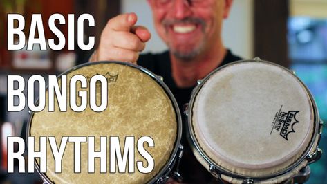 Basic Bongo Rhythms | Bongos Hand Drumming, Beginner Patterns, Drums For Kids, Bongo Drums, Drums Sheet, Drum Circle, Drum Sheet Music, Hand Drum, Drum Lessons